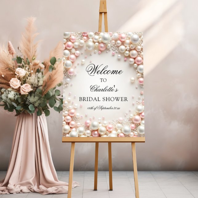 Elegant Blush Pearls Bridal Shower Welcome Foam Board (Creator Uploaded)