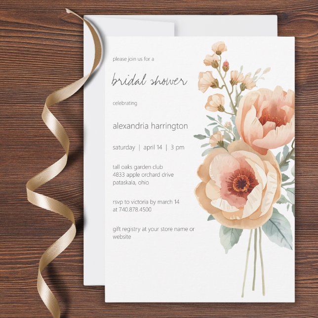 Elegant Blush Peonies Bridal Shower Invitation (Creator Uploaded)