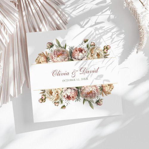 Elegant Blush Peonies Wedding Napkins