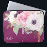 Elegant Blush Peony Eucalyptus Floral Monogram Laptop Sleeve<br><div class="desc">Elegant Blush Peony Eucalyptus Floral Monogram Laptop Sleeve featuring a modern, chic bouquet of peonies, ranunculus, anemones, hydrangea, and baby's breath, surrounded by botanical greenery and eucalyptus leaves and accented by chic gold foil stems. Your custom details make this the perfect laptop sleeve for your chic aesthetic. Contact us at...</div>