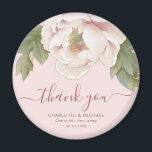 Elegant Blush Peony Floral Thank You Wedding Favor Magnet<br><div class="desc">The Elegant Blush Peony Floral Thank You Wedding Favor magnet features blush pink watercolor peony flowers and modern script, against a subtle soft pink background, adding a gentle contrast and enhancing their natural beauty and elegance. ♥ View the collection on this page to find matching products. ♥Customize it with your...</div>