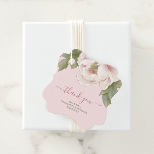 Elegant Blush Peony Floral Thank You Wedding  Favor Tags