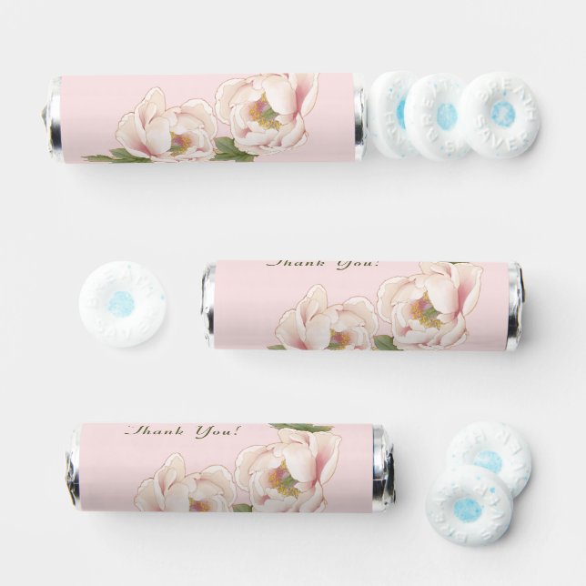 Elegant Blush Peony Floral Wedding Breath Savers® Mints (Assorted)