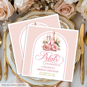 Elegant Blush Petals and Prosecco Custom Napkins