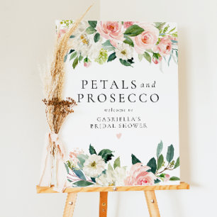 Elegant Blush Petals & Prosecco Bridal Shower Foam Board