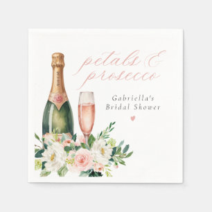 Elegant Blush Petals & Prosecco Bridal Shower Napkins
