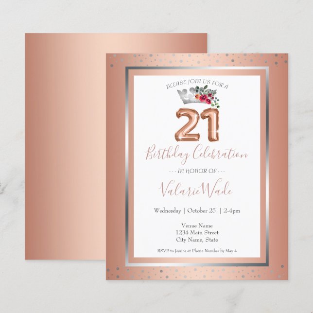 Elegant Blush Pink 21st Birthday Party (Front/Back)