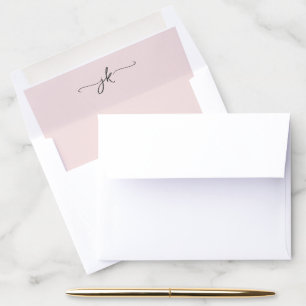 Elegant Blush Pink 2 Monogram Envelope Liner