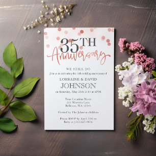 Elegant Blush Pink 35th Wedding Anniversary Invitation