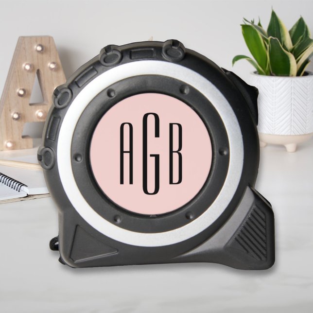 Elegant Blush Pink 3 Letter Monogram Tape Measure (Creator Uploaded)