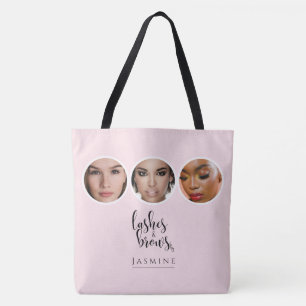Elegant Blush Pink 3 Photo Lash & Brow Artist Tote Bag