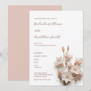 Elegant Blush Pink 3D Flowers  Invitation