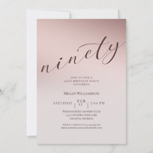 Elegant Blush Pink 90th Birthday Party Invitation