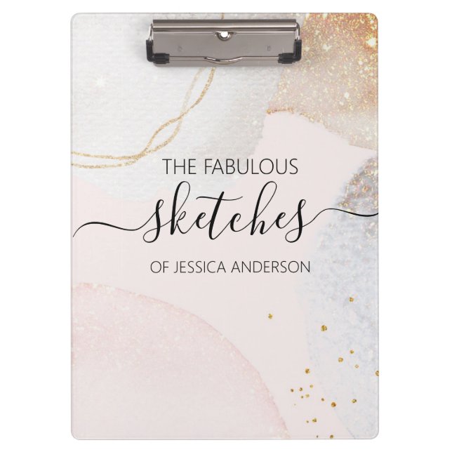 Elegant blush pink abstract personalized clipboard (Front)