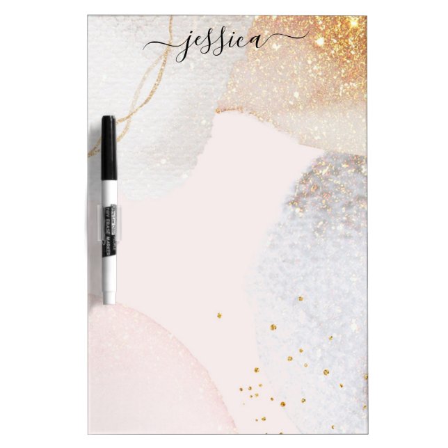 Elegant blush pink abstract personalized dry erase board (Front)