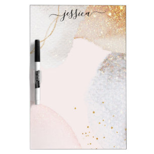 Elegant blush pink abstract personalized dry erase dry erase board