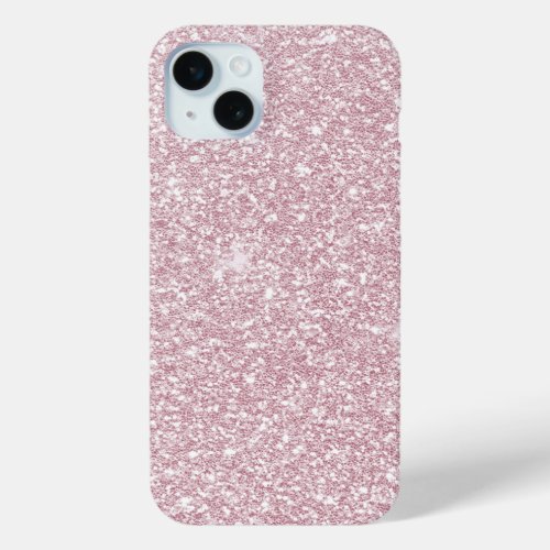 Elegant blush pink abstract trendy girly glitter iPhone 15 plus case