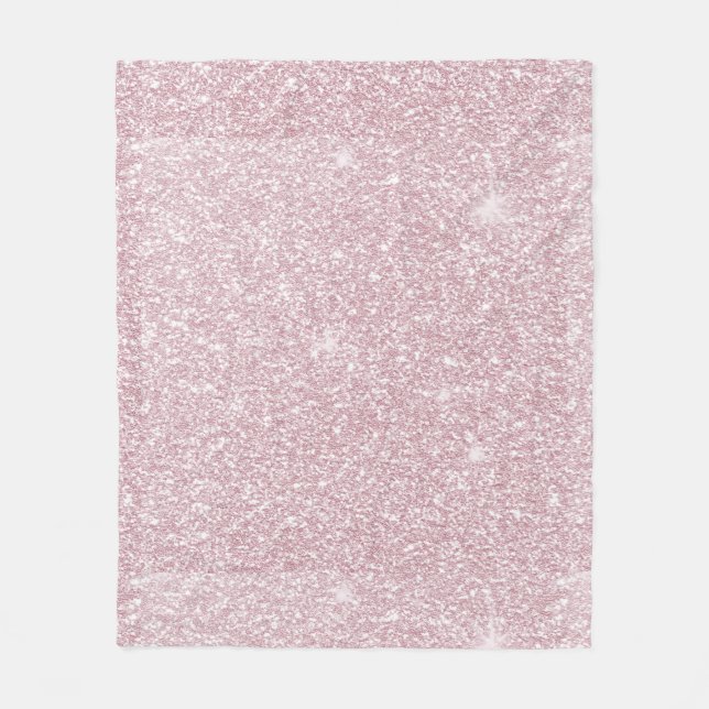 Elegant blush pink abstract trendy girly glitter fleece blanket (Front)