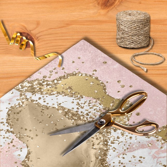 Elegant Blush Pink Agate Stone Gold Glitter Inlay Tissue Paper (Creator Uploaded)