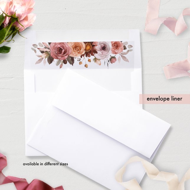Elegant Blush Pink and Burgundy Floral Envelope Liner (Creator Uploaded)