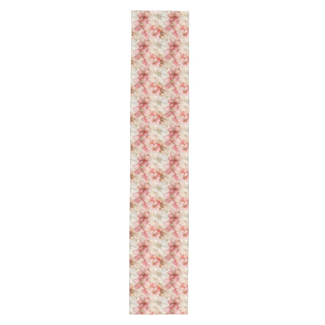 Elegant blush pink and gold floral table runner (Front)