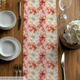 Elegant blush pink and gold floral table runner