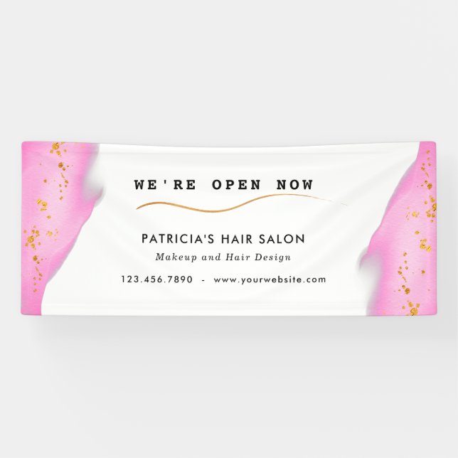 Elegant Blush Pink And Gold Glitter Banner (Horizontal)