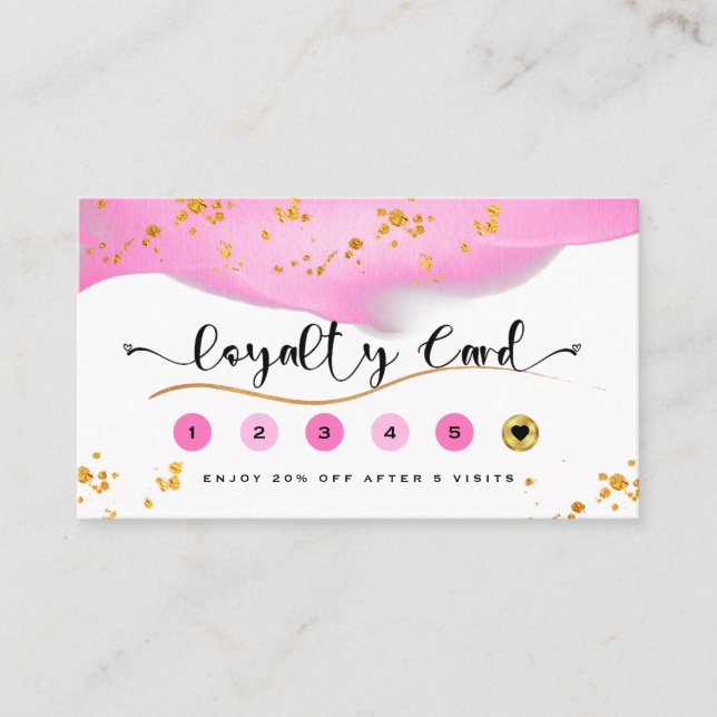 Elegant Blush Pink And Gold Glitter Loyalty Card (Front)
