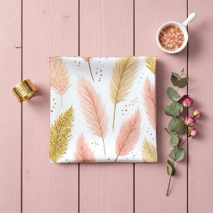 Elegant Blush Pink and Gold Glitter Pampas Grass  Cloth Napkin