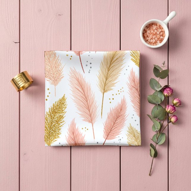 Elegant Blush Pink and Gold Glitter Pampas Grass  Cloth Napkin (Creator Uploaded)