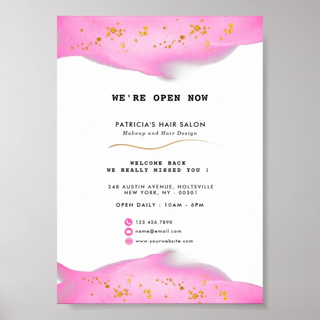 Elegant Blush Pink And Gold Glitter Poster (Front)