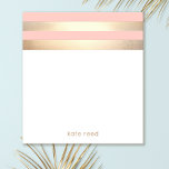 Elegant Blush Pink and Gold Stripes Name Notepad<br><div class="desc">Realistic digital image of very subtle gradation of horizontal gold foil stripe accented by pink background.</div>