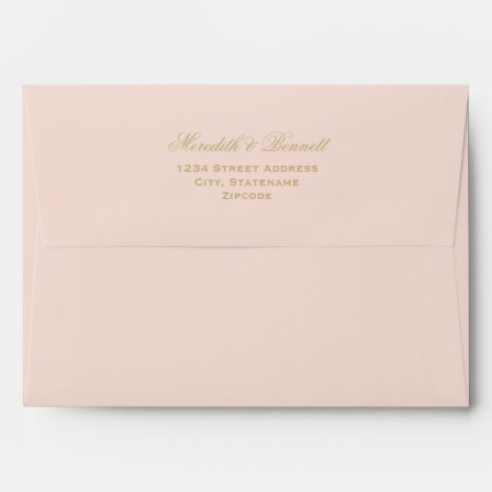 Elegant Blush Pink And Gold Wedding Envelope
