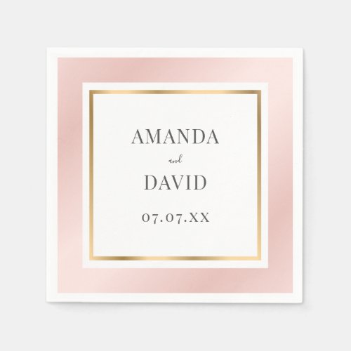 Elegant Blush Pink and Gold Wedding Napkins