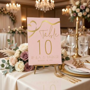Elegant Blush Pink and Gold Wedding Table Numbers