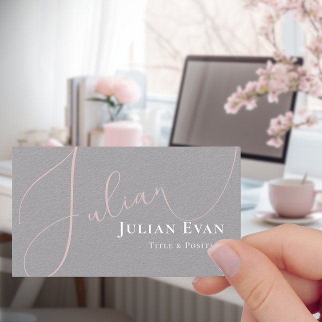 Elegant Blush Pink and Gray Business Card (Creator Uploaded)