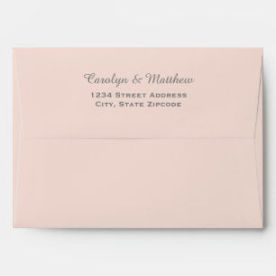 Elegant Blush Pink and Gray Silver Wedding Envelope