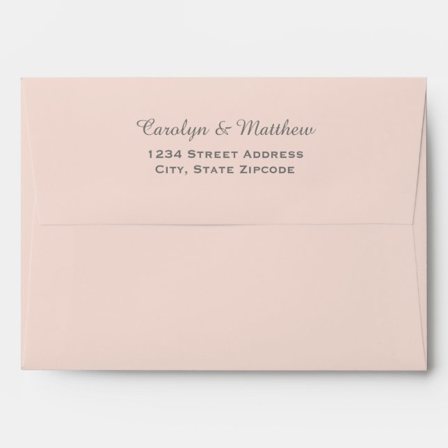 Elegant Blush Pink and Gray Silver Wedding Envelope (Back (Top Flap))