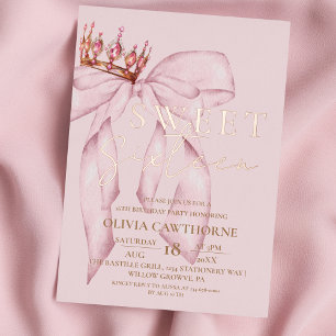 Elegant Blush Pink and Rose Gold Sweet 16 Foil Invitation