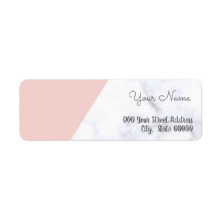 Elegant blush pink and white marble baby shower label