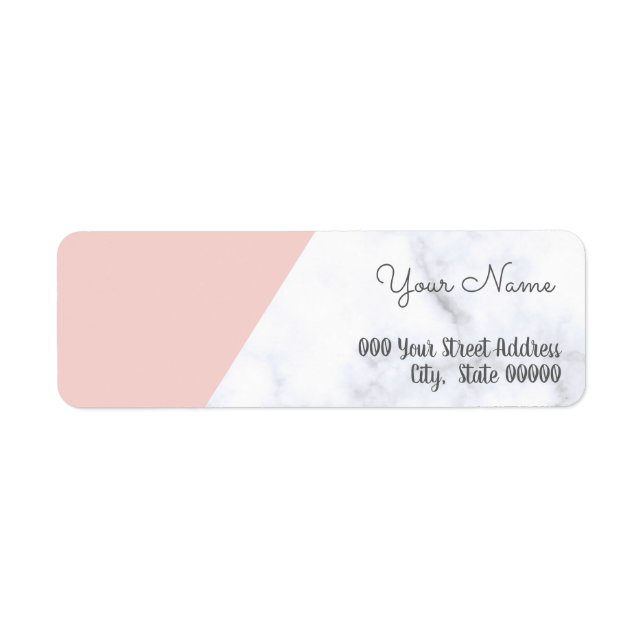 Elegant blush pink and white marble baby shower label (Front)