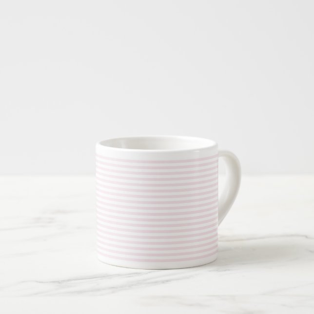 Elegant Blush Pink and White Stripes Espresso Cup (Front Right)