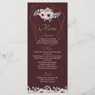 Elegant Blush Pink Anemone Floral Geometric Frames Menu