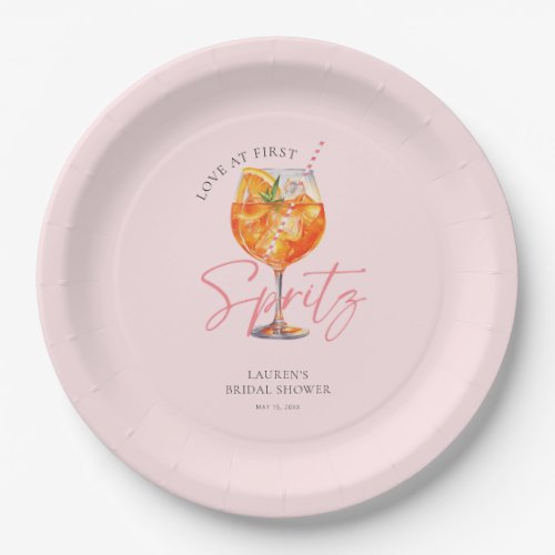 Elegant Blush Pink Aperol Spritz Bridal Shower Paper Plates