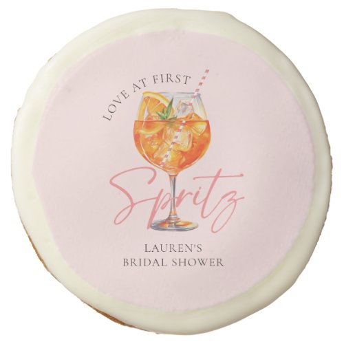 Elegant Blush Pink Aperol Spritz Bridal Shower Sugar Cookie