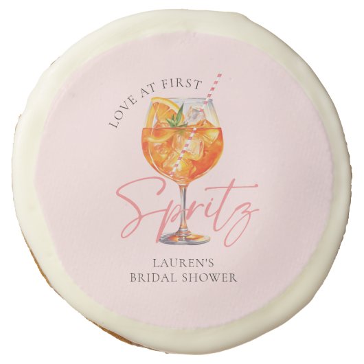 Elegant Blush Pink Aperol Spritz Bridal Shower Sugar Cookie (Front)
