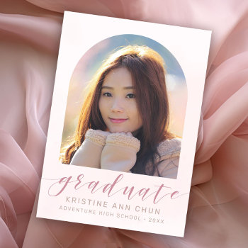 Elegant Blush Pink Arch 2024 Photo Graduation Announcement by ilovedigis at Zazzle
