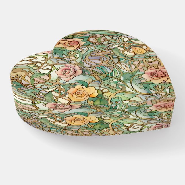 Elegant blush pink Art Nouveau Paperweight (Angled)