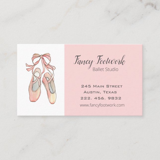 Elegant Blush pink Ballet studio business card (Front)