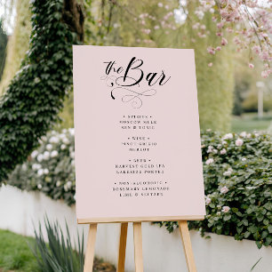 Elegant Blush Pink Bar Menu Sign